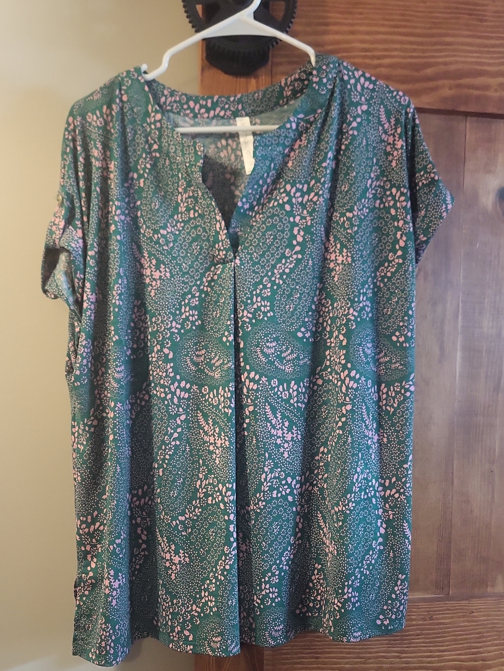 Dear Scarlett Green Blouse with Pink Floral Print